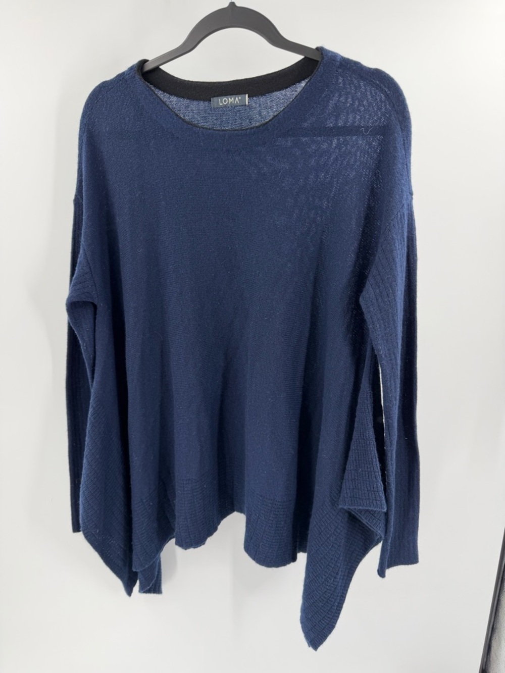 Loma 100% Cashmere Navy Blue Lightweight Flowy Crewneck Sweater M/L